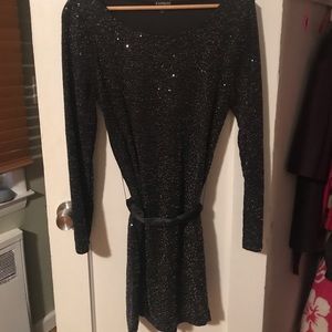Sequined long sleeved mini dress
